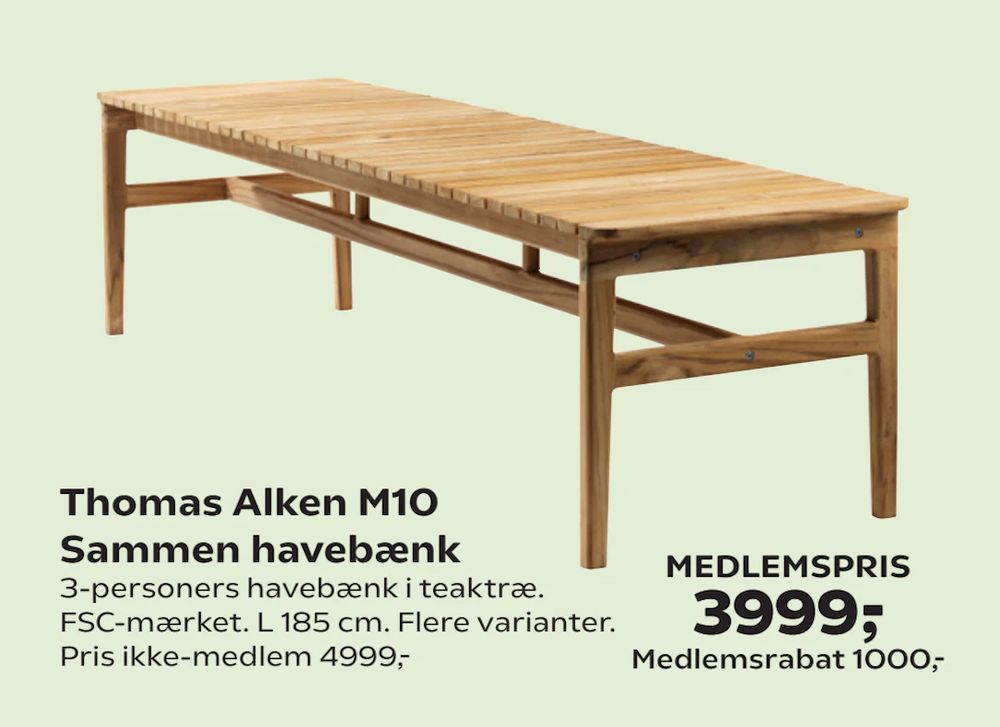 Tilbud på Thomas Alken M10 Sammen havebænk fra Coop.dk til 4.999 kr.