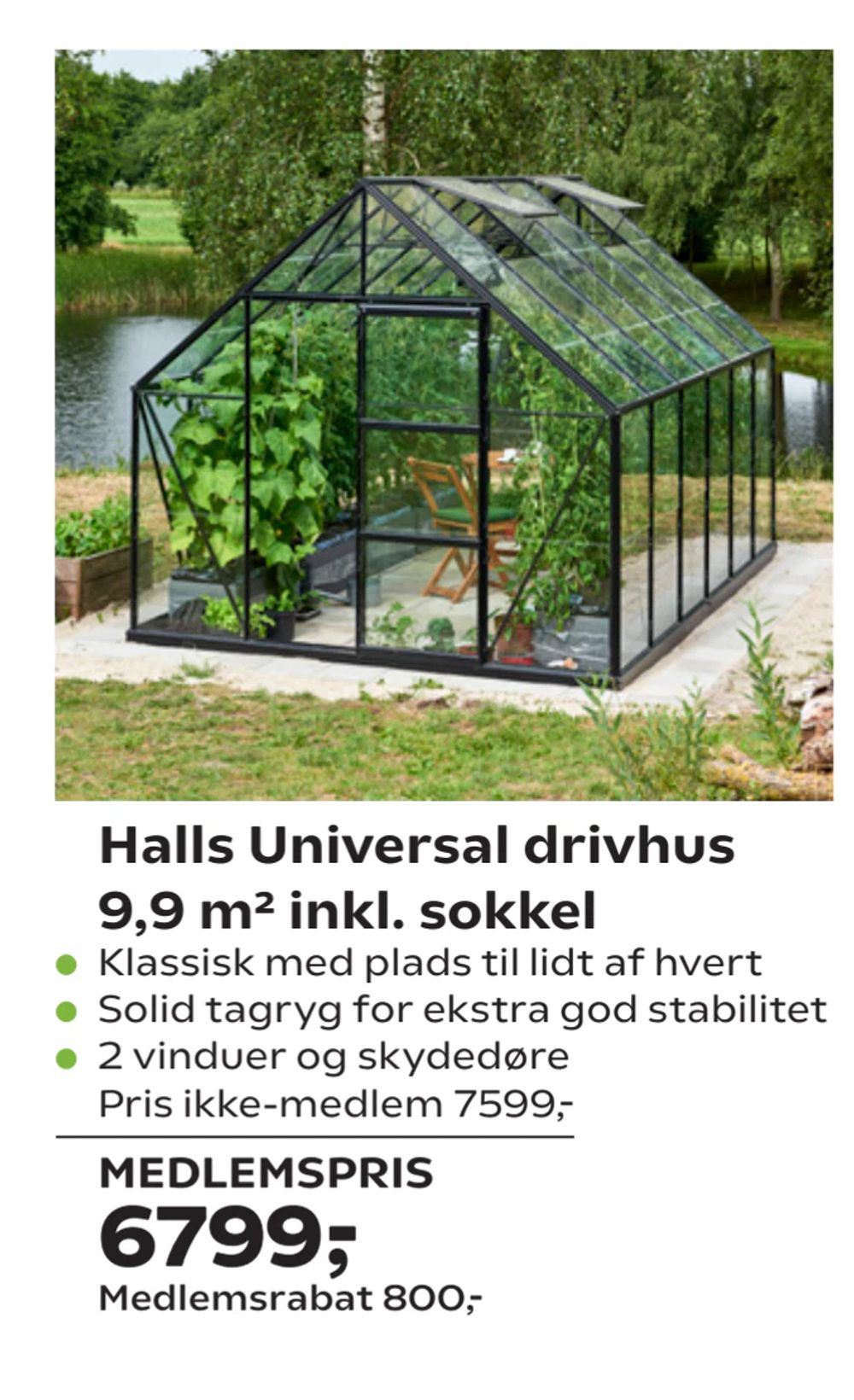 Tilbud på Halls Universal drivhus 9,9 m² inkl. sokkel fra Coop.dk til 7.599 kr.