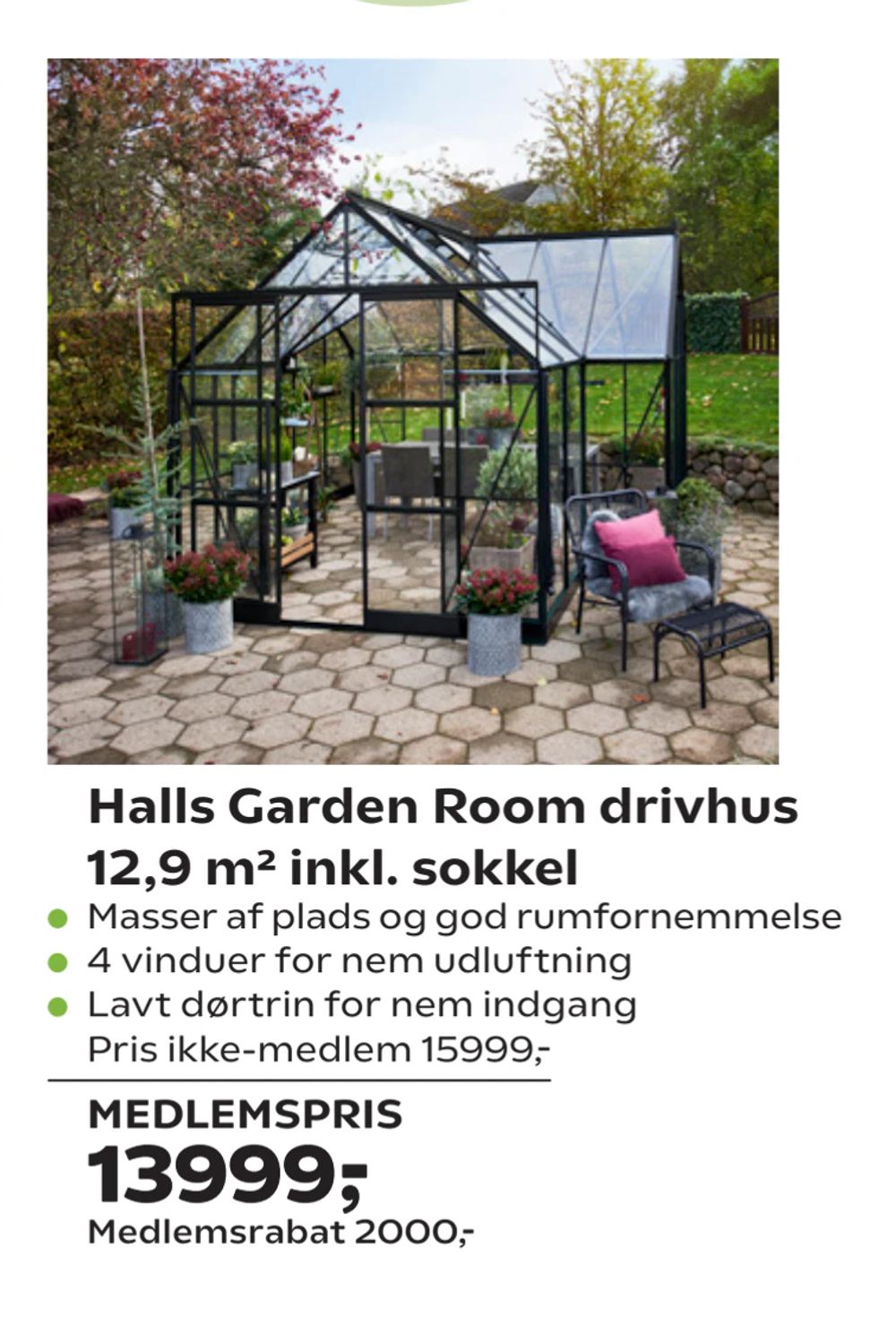 Tilbud på Halls Garden Room drivhus 12,9 m² inkl. sokkel fra Coop.dk til 15.999 kr.