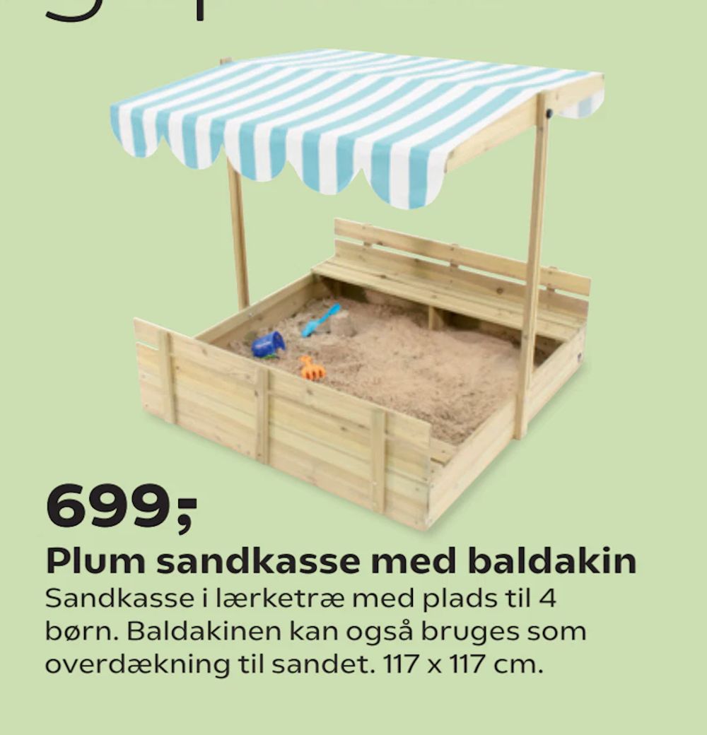 Tilbud på Plum sandkasse med baldakin fra Coop.dk til 699 kr.