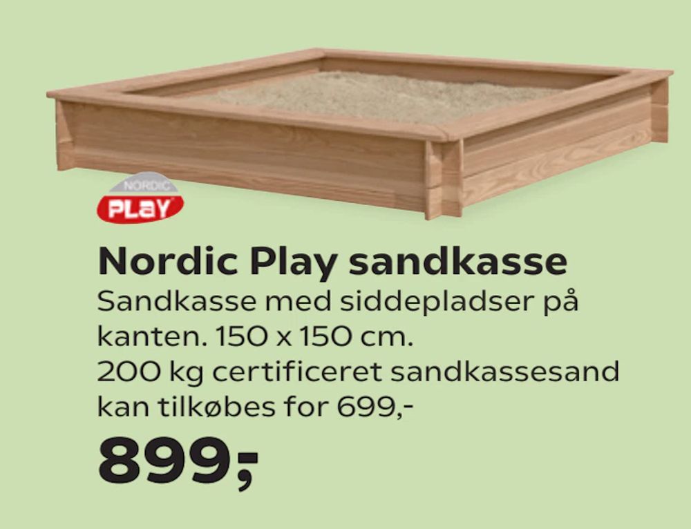Tilbud på Nordic Play sandkasse fra Coop.dk til 899 kr.