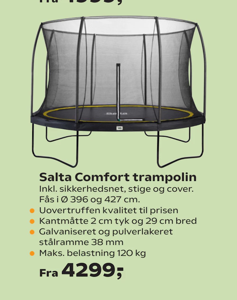 Tilbud på Salta Comfort trampolin fra Coop.dk til 4.299 kr.