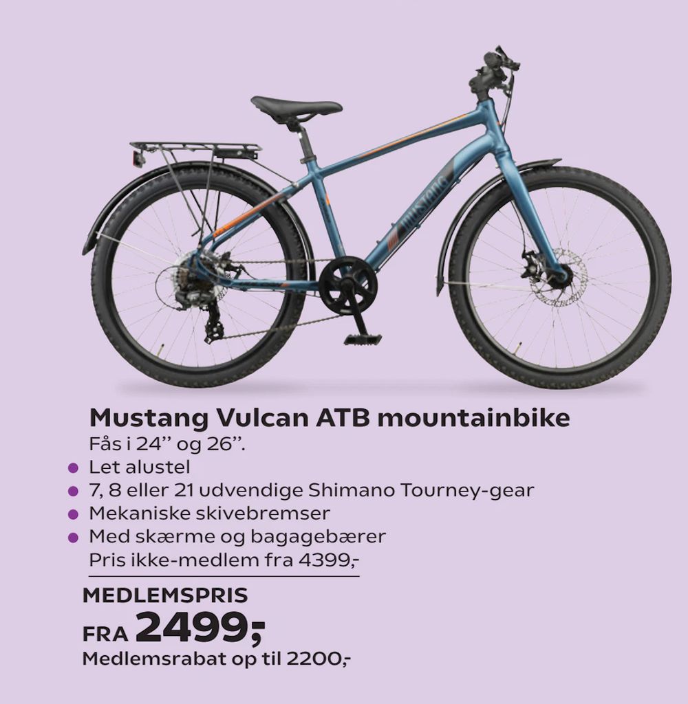 Tilbud på Mustang Vulcan ATB mountainbike fra Coop.dk til 4.399 kr.