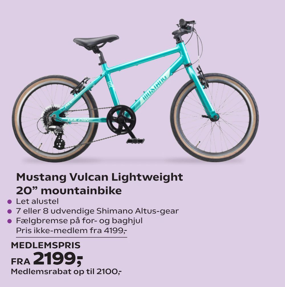 Tilbud på Mustang Vulcan Lightweight 20” mountainbike fra Coop.dk til 4.199 kr.