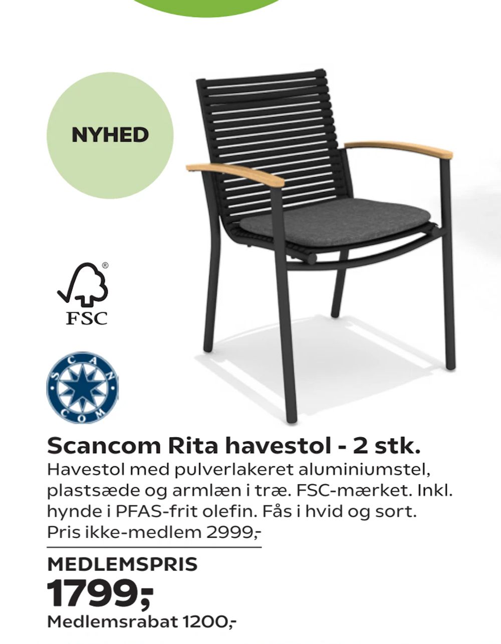 Tilbud på Scancom Rita havestol - 2 stk. fra Coop.dk til 2.999 kr.