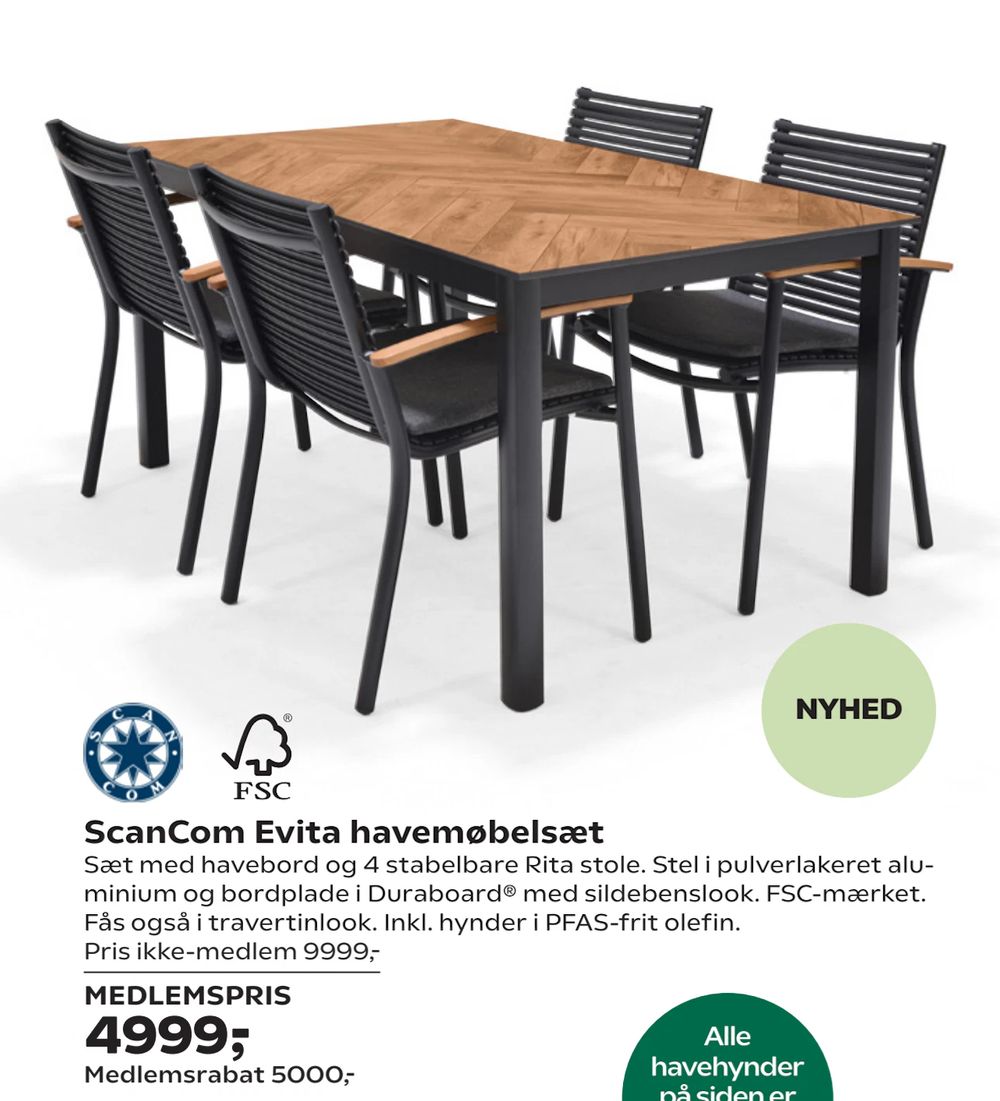 Tilbud på ScanCom Evita havemøbelsæt fra Coop.dk til 9.999 kr.