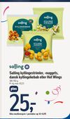 Salling kyllingestrimler, -nuggets, dansk kyllingekebab eller Hot Wings