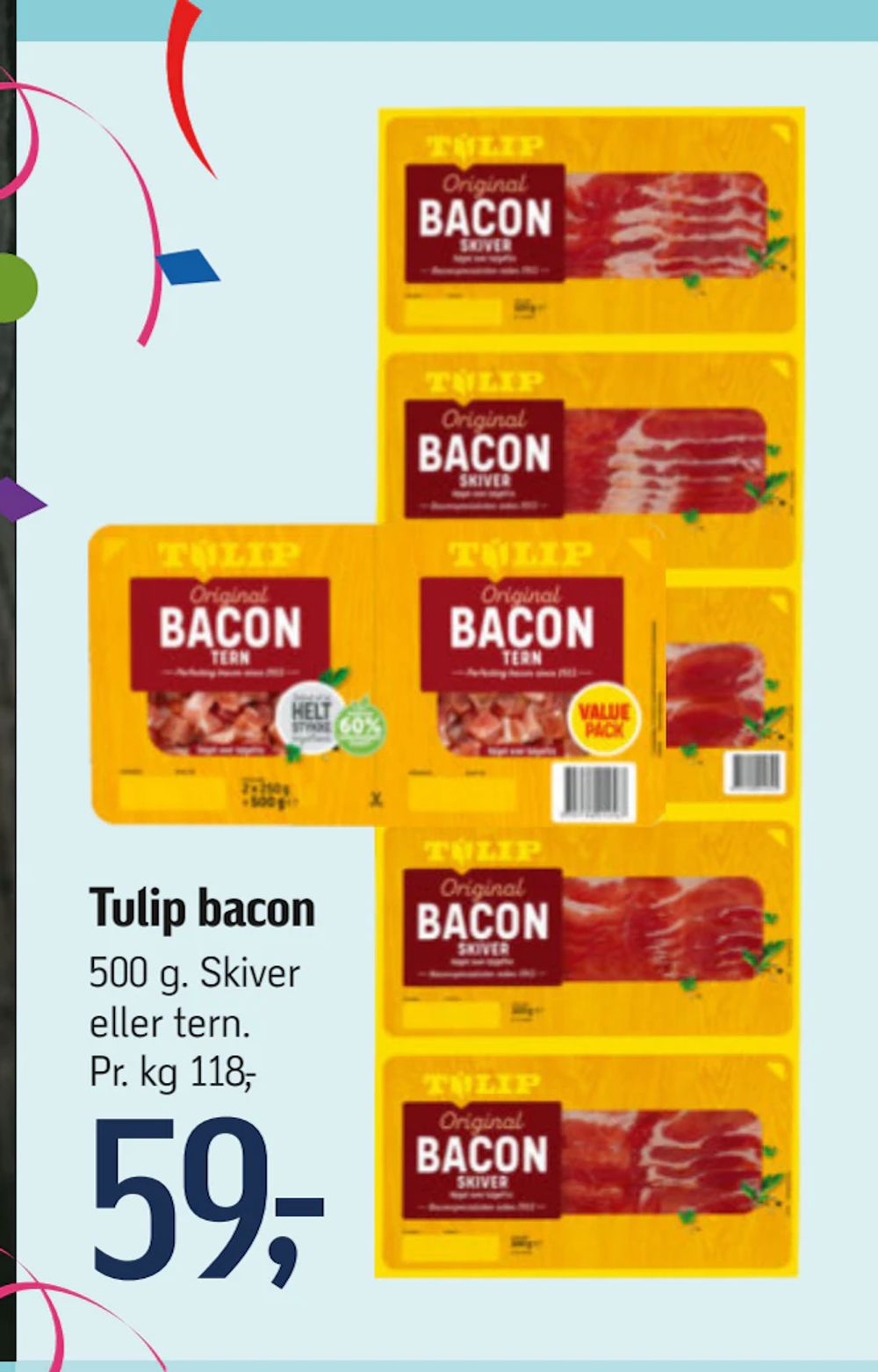 Tilbud på Tulip bacon fra føtex til 59 kr.