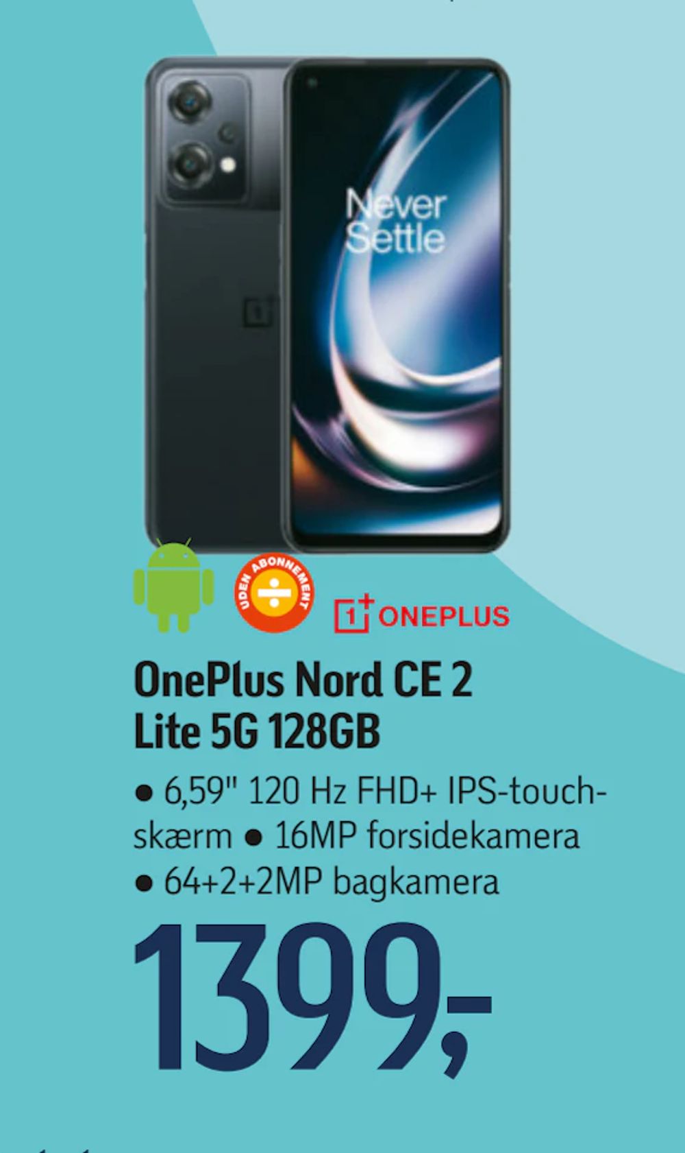 Tilbud på OnePlus Nord CE 2 Lite 5G 128GB fra føtex til 1.399 kr.