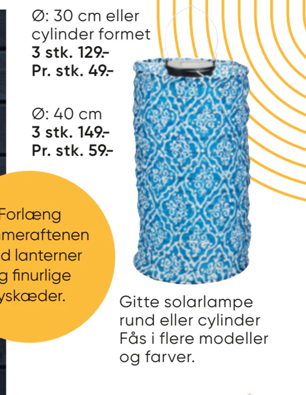 Tilbud på Gitte solarlampe rund eller cylinder fra Bilka til 129 kr.