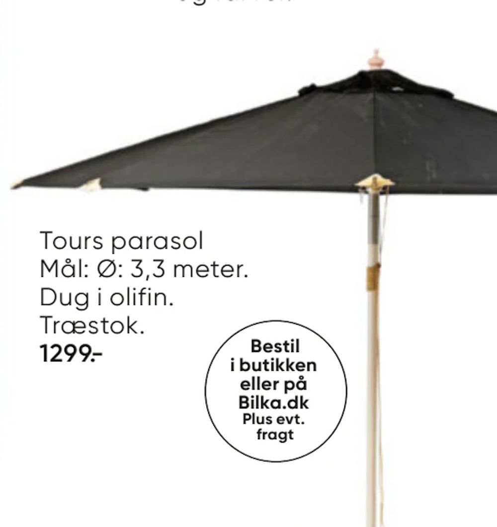 Tilbud på Tours parasol fra Bilka til 1.299 kr.