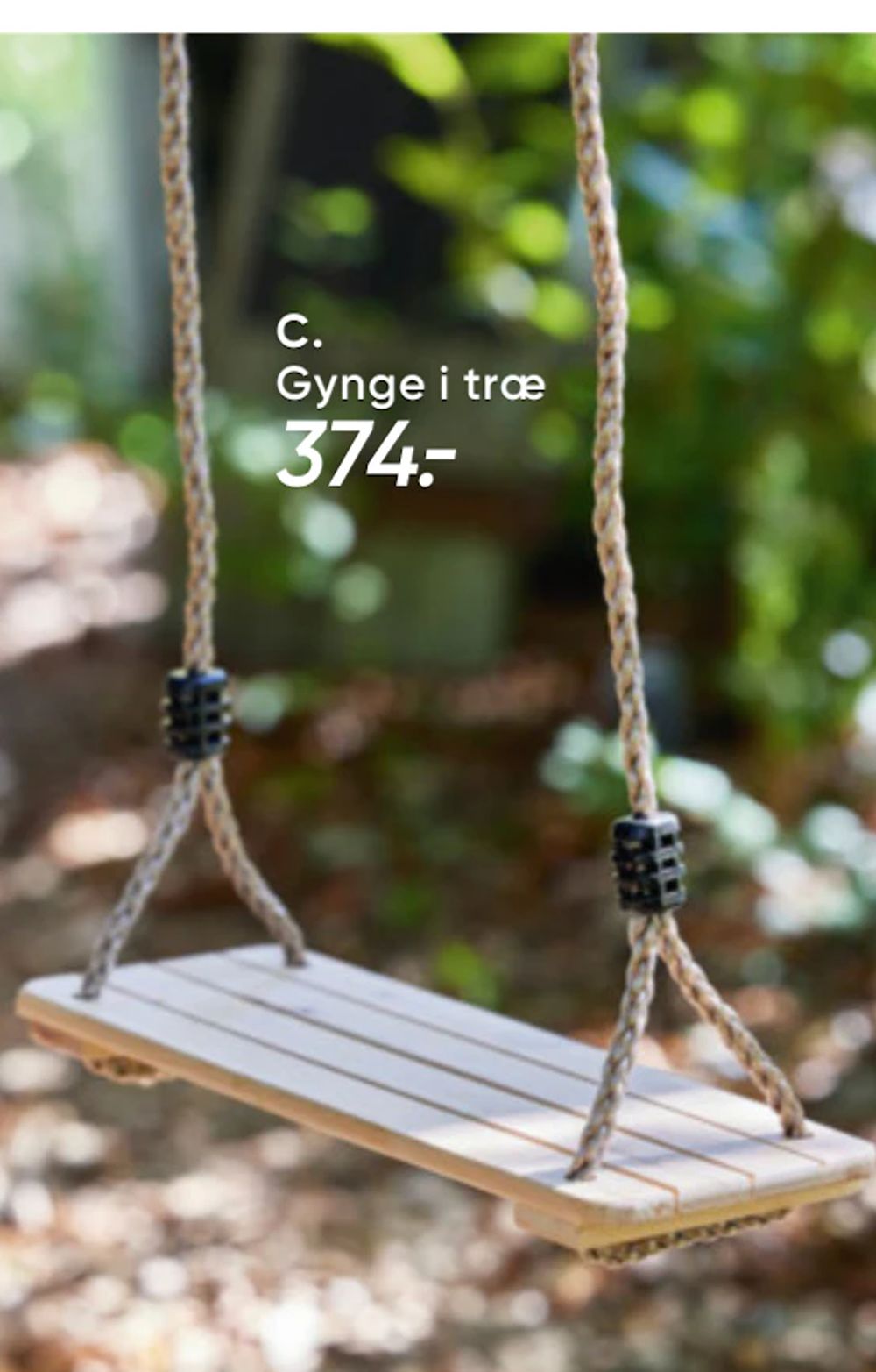 Tilbud på Gynge i træ fra Bilka til 374 kr.