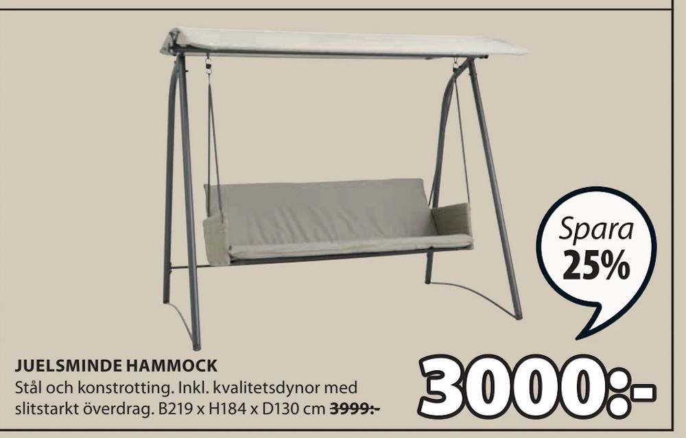 Erbjudanden på JUELSMINDE HAMMOCK från JYSK för 3 000 kr