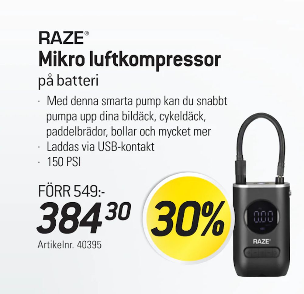 Erbjudanden på Mikro luftkompressor från thansen för 384,30 kr