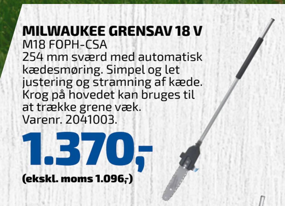 Tilbud på MILWAUKEE GRENSAV 18 V fra Davidsen til 1.370 kr.