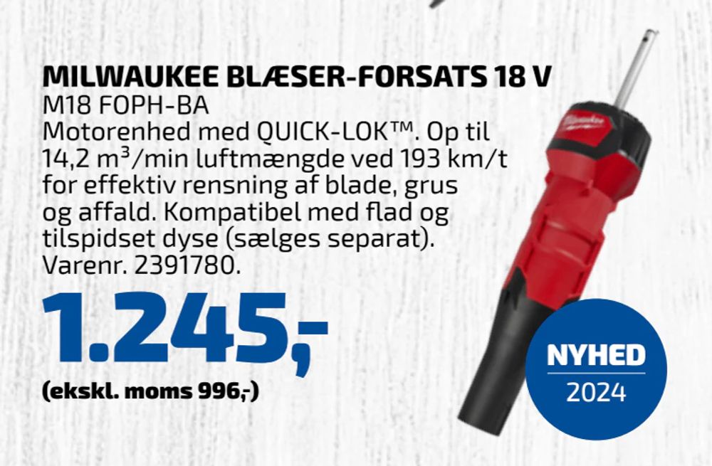 Tilbud på MILWAUKEE BLÆSER-FORSATS 18 V fra Davidsen til 1.245 kr.