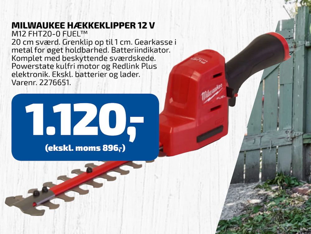 Tilbud på MILWAUKEE HÆKKEKLIPPER 12 V fra Davidsen til 1.120 kr.