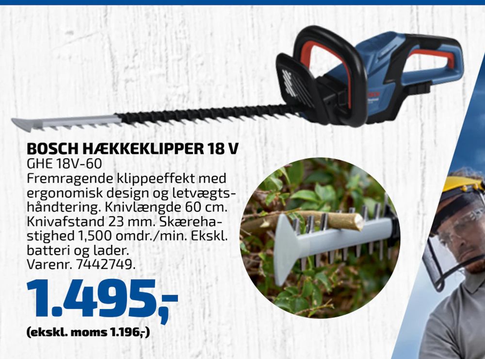 Tilbud på BOSCH HÆKKEKLIPPER 18 V fra Davidsen til 1.495 kr.