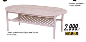 Lianna Sofabord med Hylde 80 x 140 cm