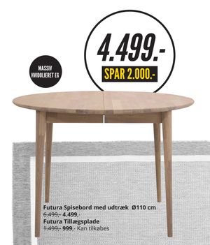 Futura Spisebord med udtræk Ø110 cm