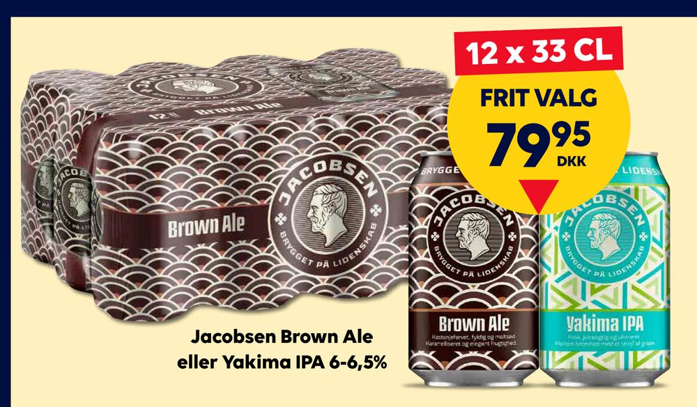 Tilbud på Jacobsen Brown Ale eller Yakima IPA 6-6,5% fra BorderShop til 79,95 kr.