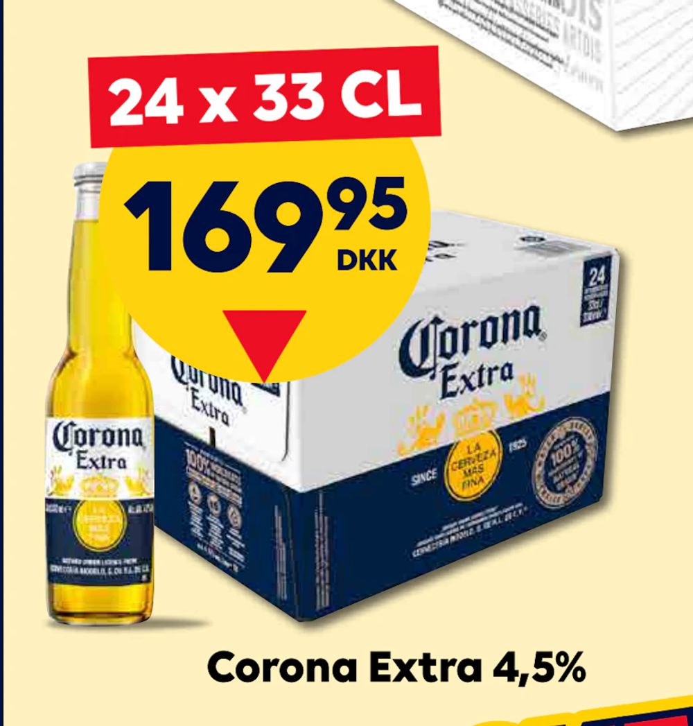 Tilbud på Corona Extra 4,5% fra BorderShop til 169,95 kr.
