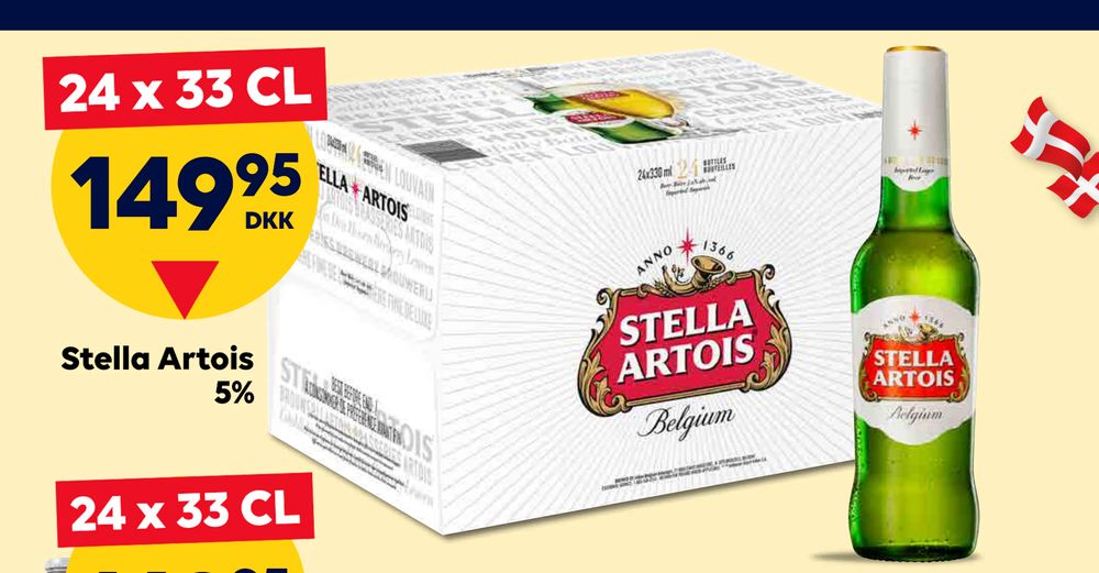 Tilbud på Stella Artois 5% fra BorderShop til 149,95 kr.