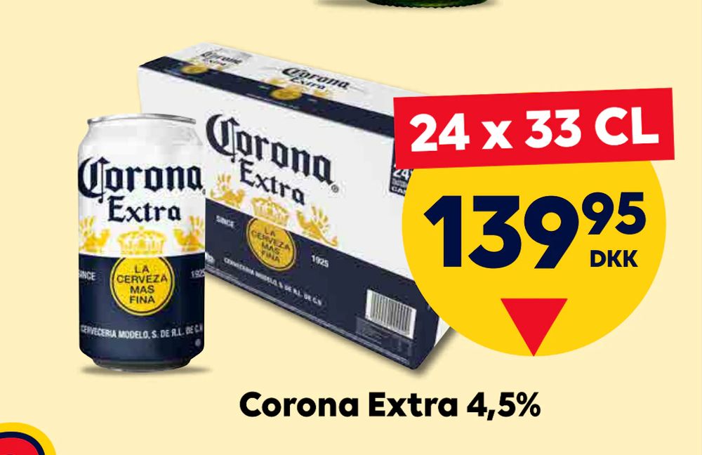 Tilbud på Corona Extra 4,5% fra BorderShop til 139,95 kr.