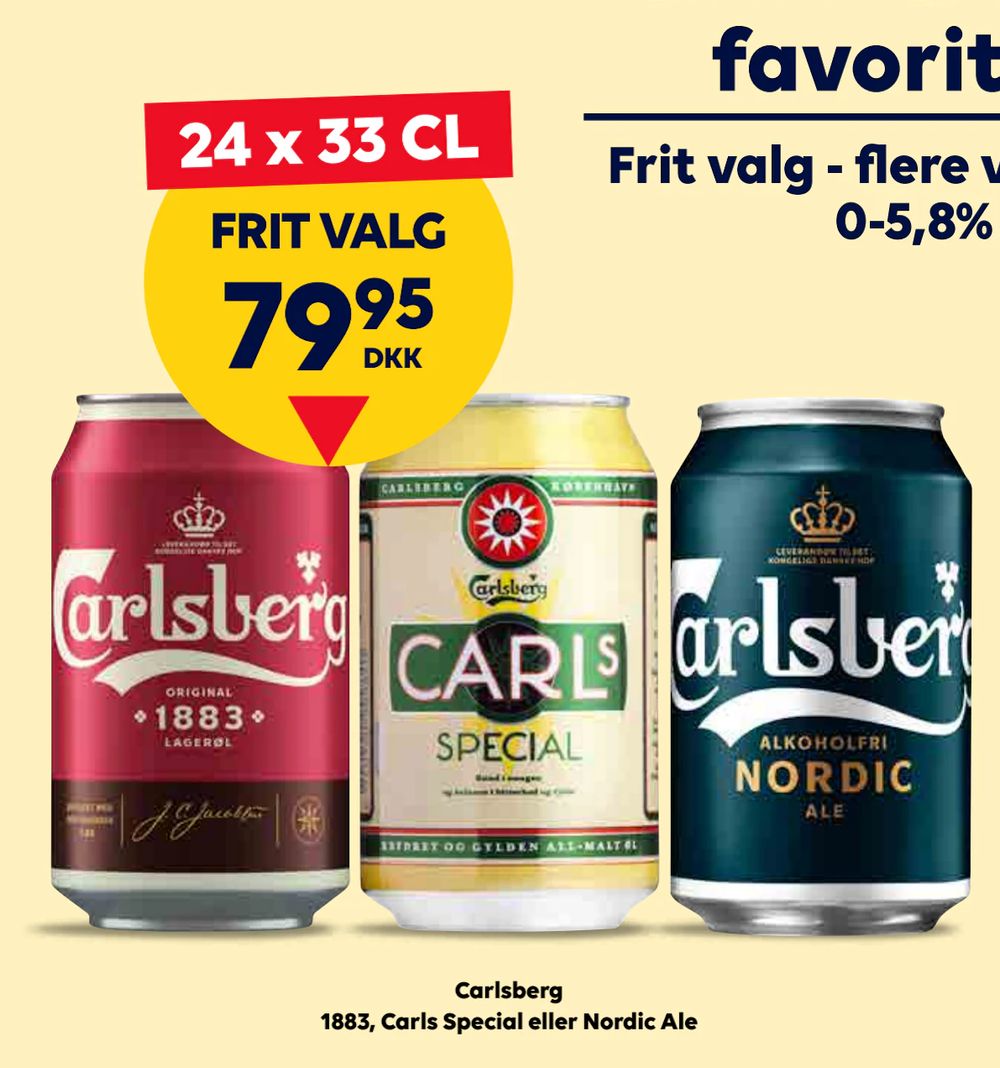 Tilbud på Carlsberg 1883, Carls Special eller Nordic Ale fra BorderShop til 79,95 kr.