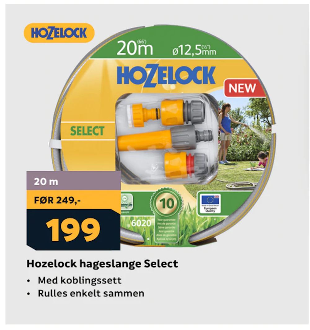 Tilbud på Hozelock hageslange Select fra Megaflis til 199 kr
