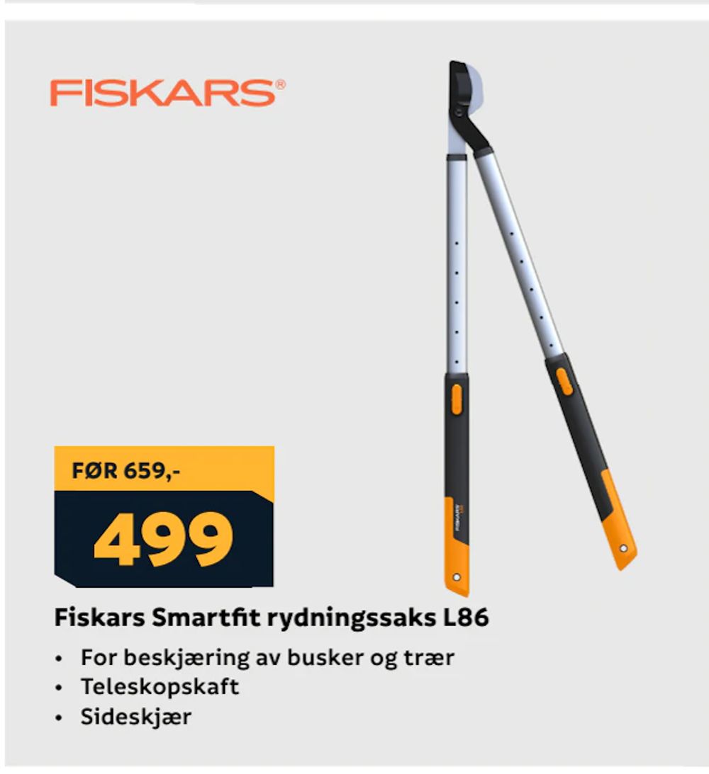 Tilbud på Fiskars Smartfit rydningssaks L86 fra Megaflis til 499 kr