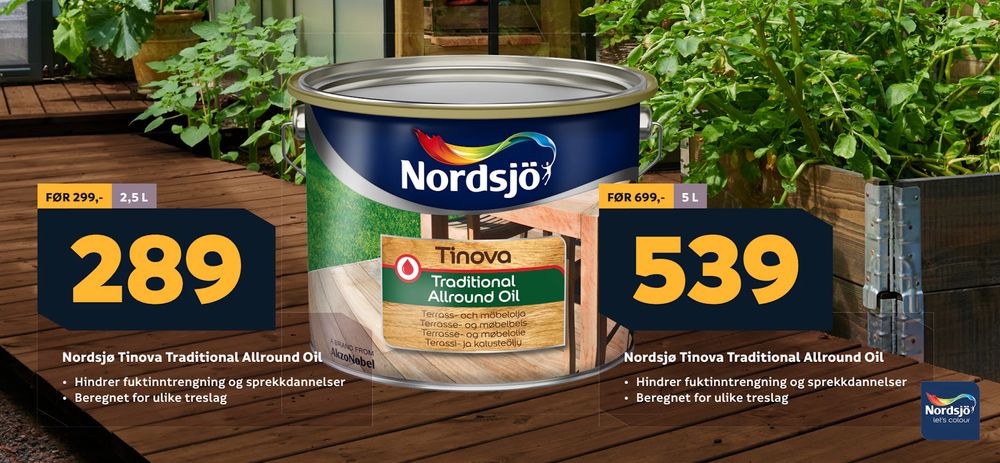 Tilbud på Nordsjø Tinova Traditional Allround Oil fra Megaflis til 289 kr