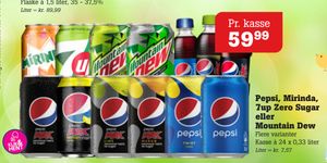 Pepsi, Mirinda, 7up Zero Sugar eller Mountain Dew