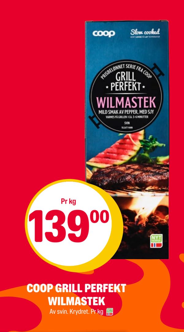 COOP GRILL PERFEKT WILMASTEK Av svin. Krydret. Pr kg