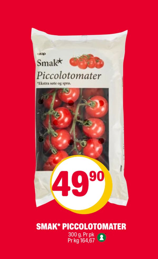 SMAK* PICCOLOTOMATER 300 g. Pr pk Pr kg 164,67