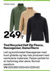 Tind Recycled Half Zip Fleece, fleecegenser, Dame/Herre