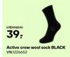 Active crew wool sock BLACK