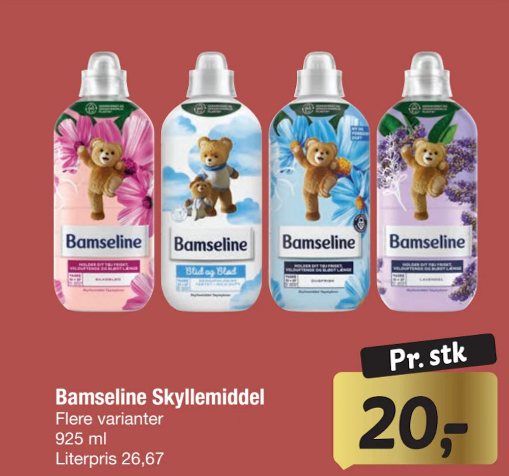 Tilbud på Bamseline Skyllemiddel fra fakta Tyskland til 20 kr.