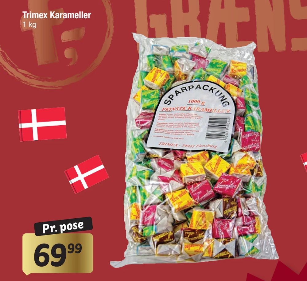 Tilbud på Trimex Karameller fra fakta Tyskland til 69,99 kr.