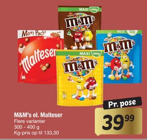 M&M’s el. Malteser