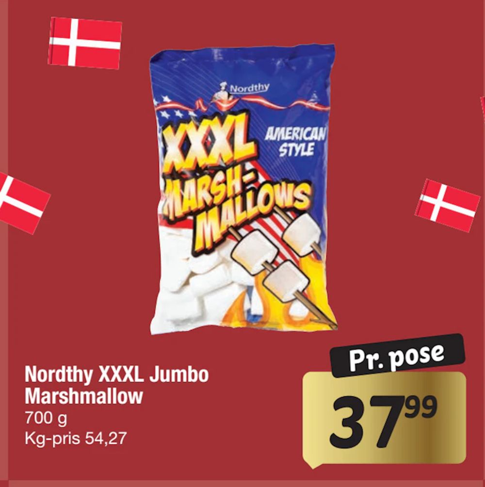 Tilbud på Nordthy XXXL Jumbo Marshmallow fra fakta Tyskland til 37,99 kr.