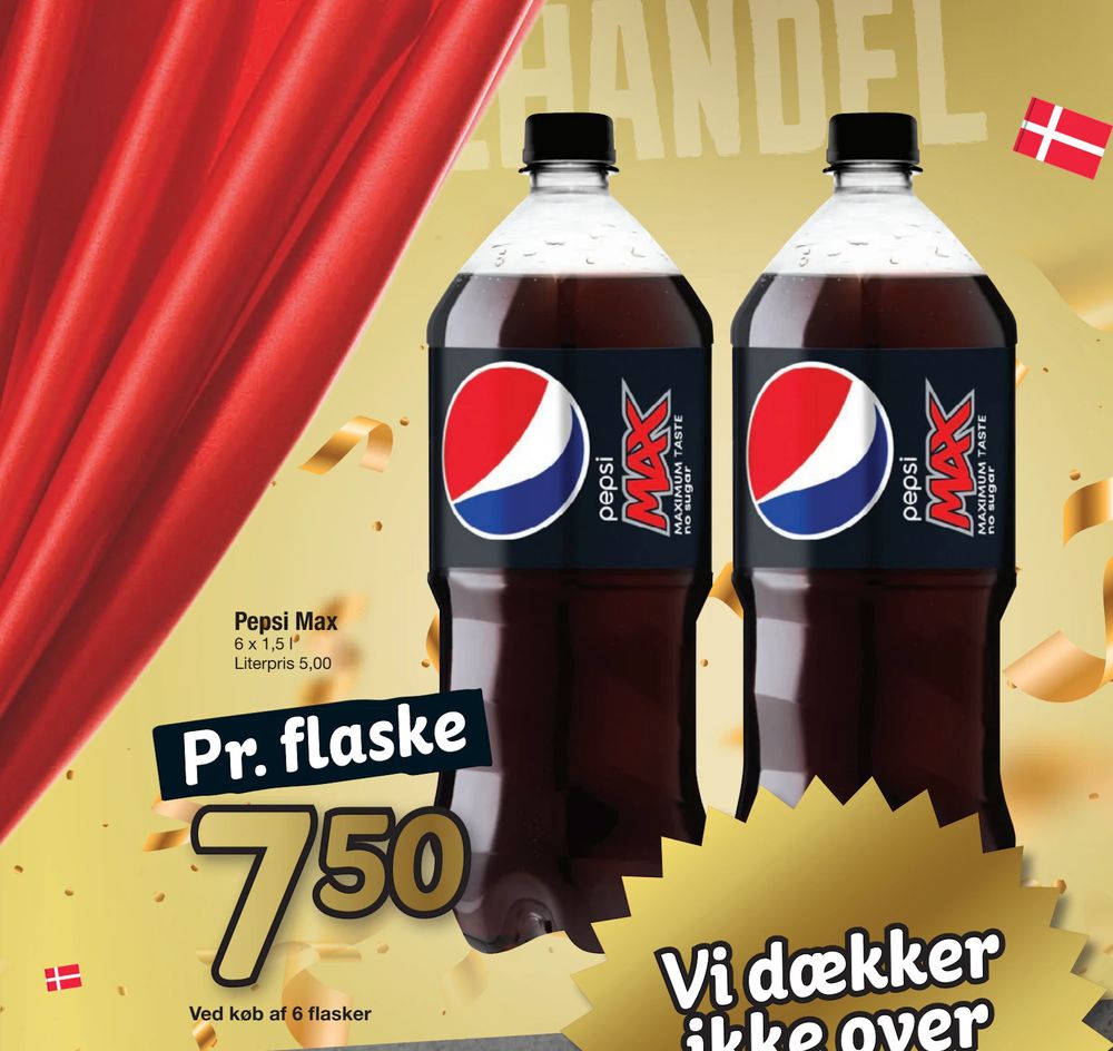 Tilbud på Pepsi Max fra fakta Tyskland til 7,50 kr.