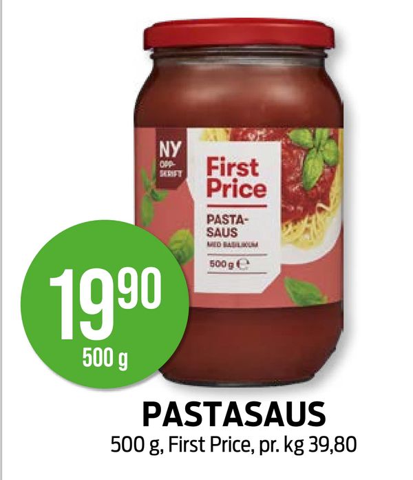 PASTASAUS 500 g, First Price, pr. kg 39,80