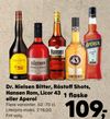 Dr. Nielsen Bitter, Råstoff Shots, Hansen Rom, Licor 43 eller Aperol