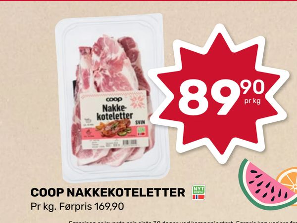 COOP NAKKEKOTELETTER Pr kg. Førpris 169,90 Ukens beste tilbud
