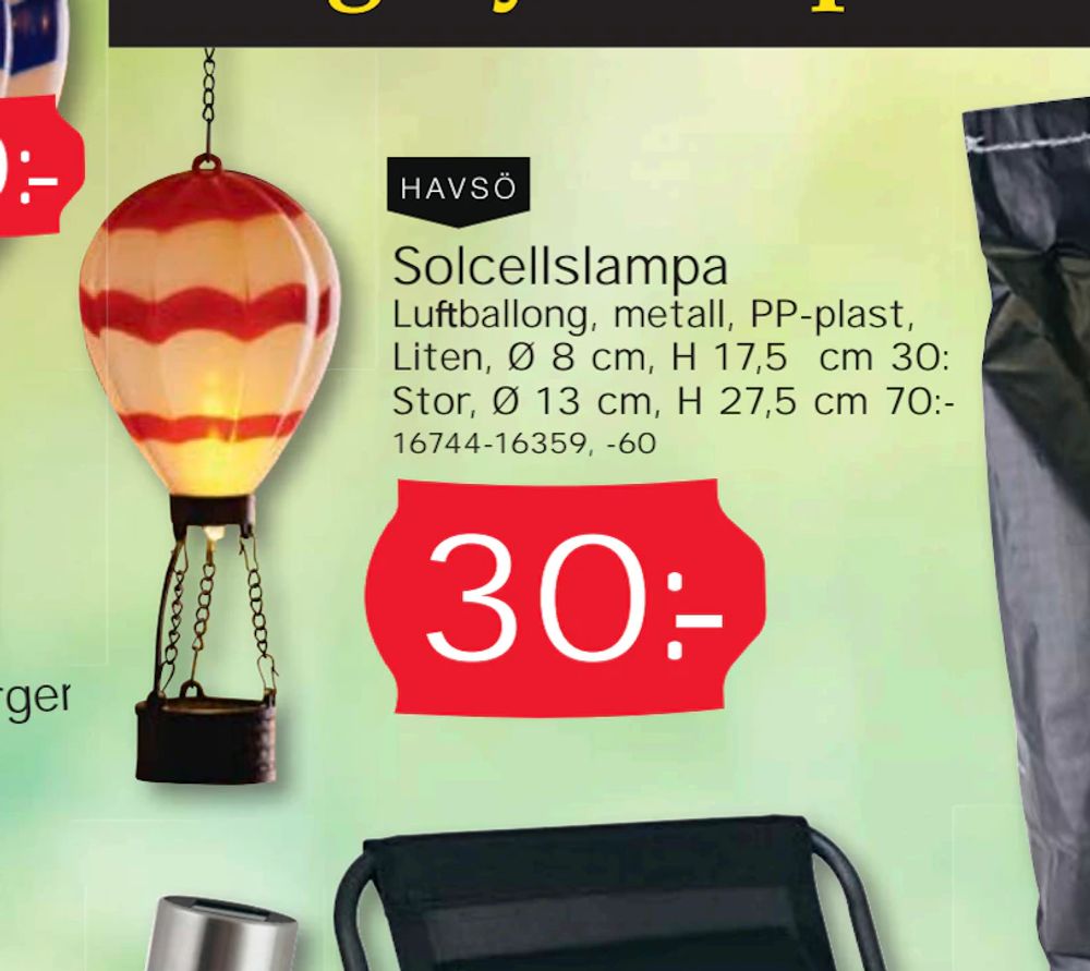 Erbjudanden på Solcellslampa från DollarStore för 30 kr