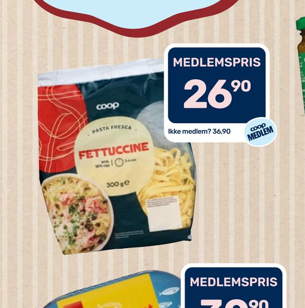 Coop Pasta Fresca Fettuccine PASTA FRESCA FETTUCCINE 300 g e MEDLEMSPRIS Ikke medlem? 36,90