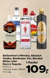 Ballantine's Whisky, Absolut Vodka, Beefeater Gin, Nordsø Bitter eller Sierra Tequila