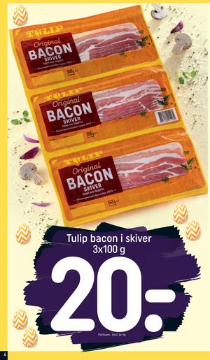 Tulip bacon i skiver 3x100 g