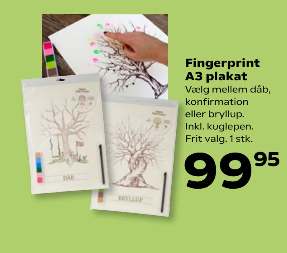 Tilbud på Fingerprint A3 plakat fra SuperBrugsen til 99,95 kr.